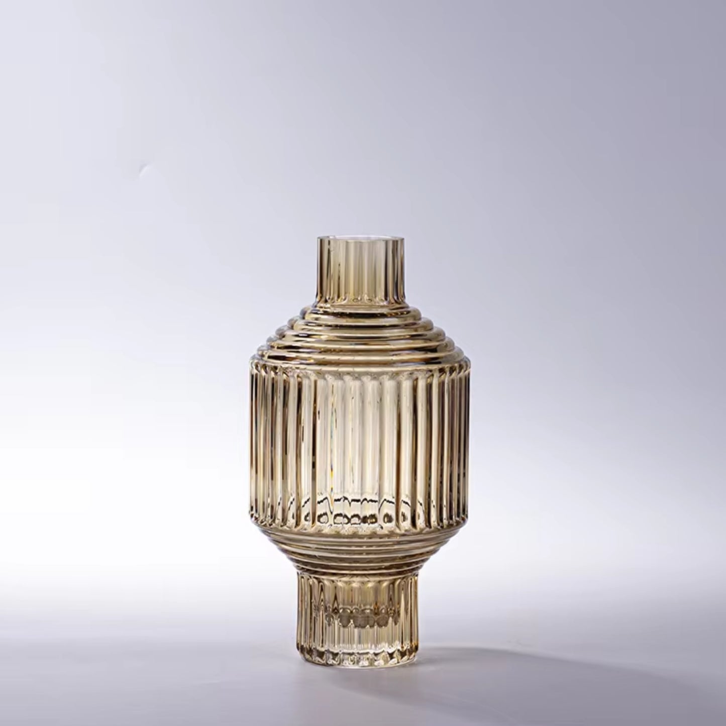 Yellow Geometric Hand Blown Glass Vase