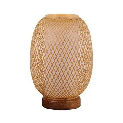 Bamboo Webbing Wooden Base Table Lamp