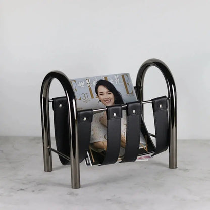 Metal Leather Magazine Stand