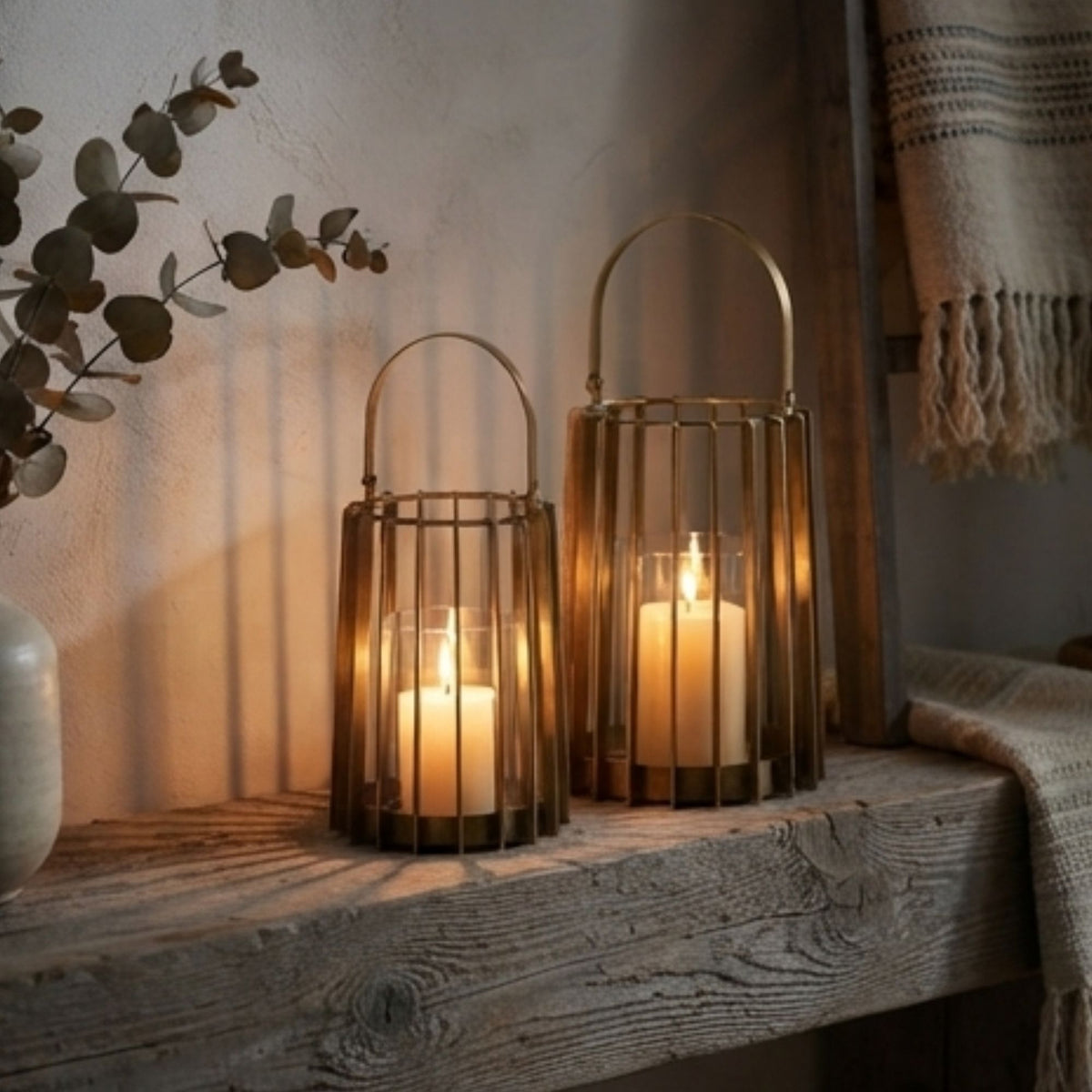 Cage Shadow Metal Lantern/ Candle Holder