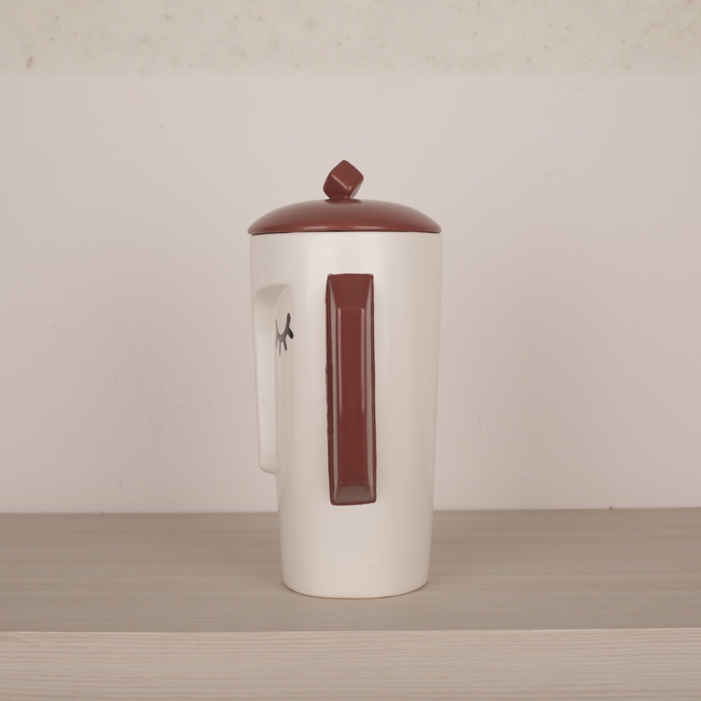White Ceramic Face Structure Storage Jar with Lid