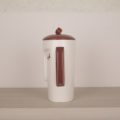 White Ceramic Face Structure Storage Jar with Lid