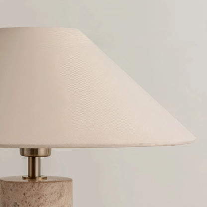 Mushroom Shade with Beige Marble Cylinder Base Table Lamp