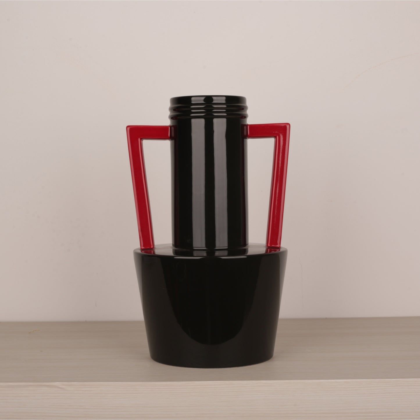 Geometric Handle Design Desktop Ceramic Vase