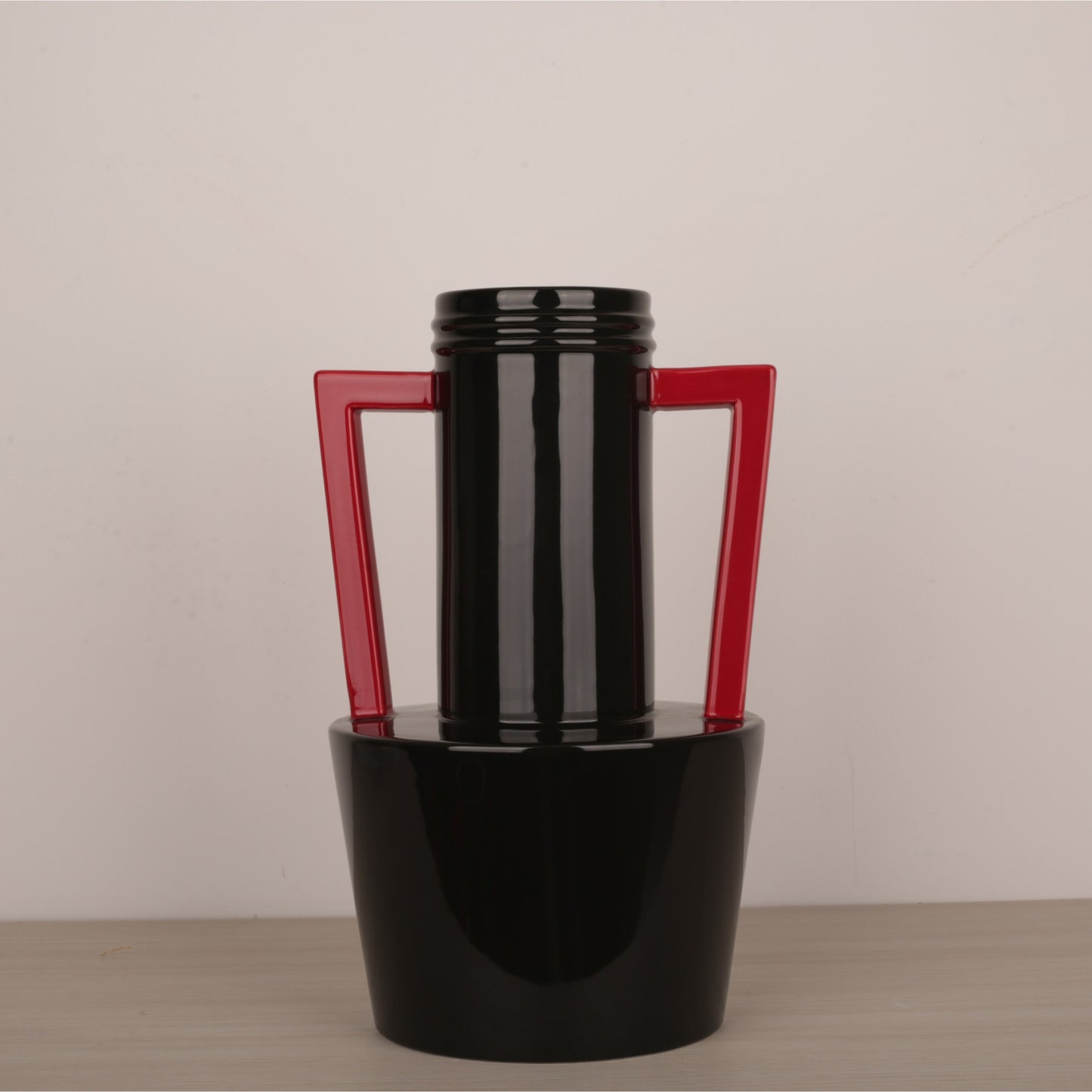 Geometric Handle Design Desktop Ceramic Vase