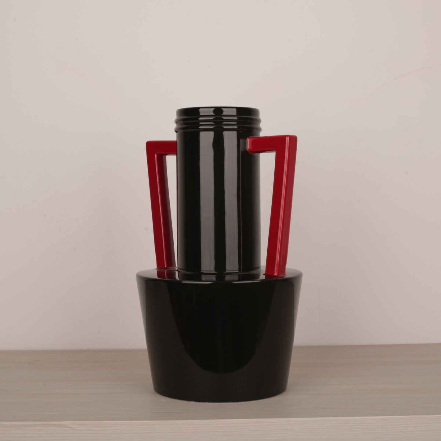 Geometric Handle Design Desktop Ceramic Vase