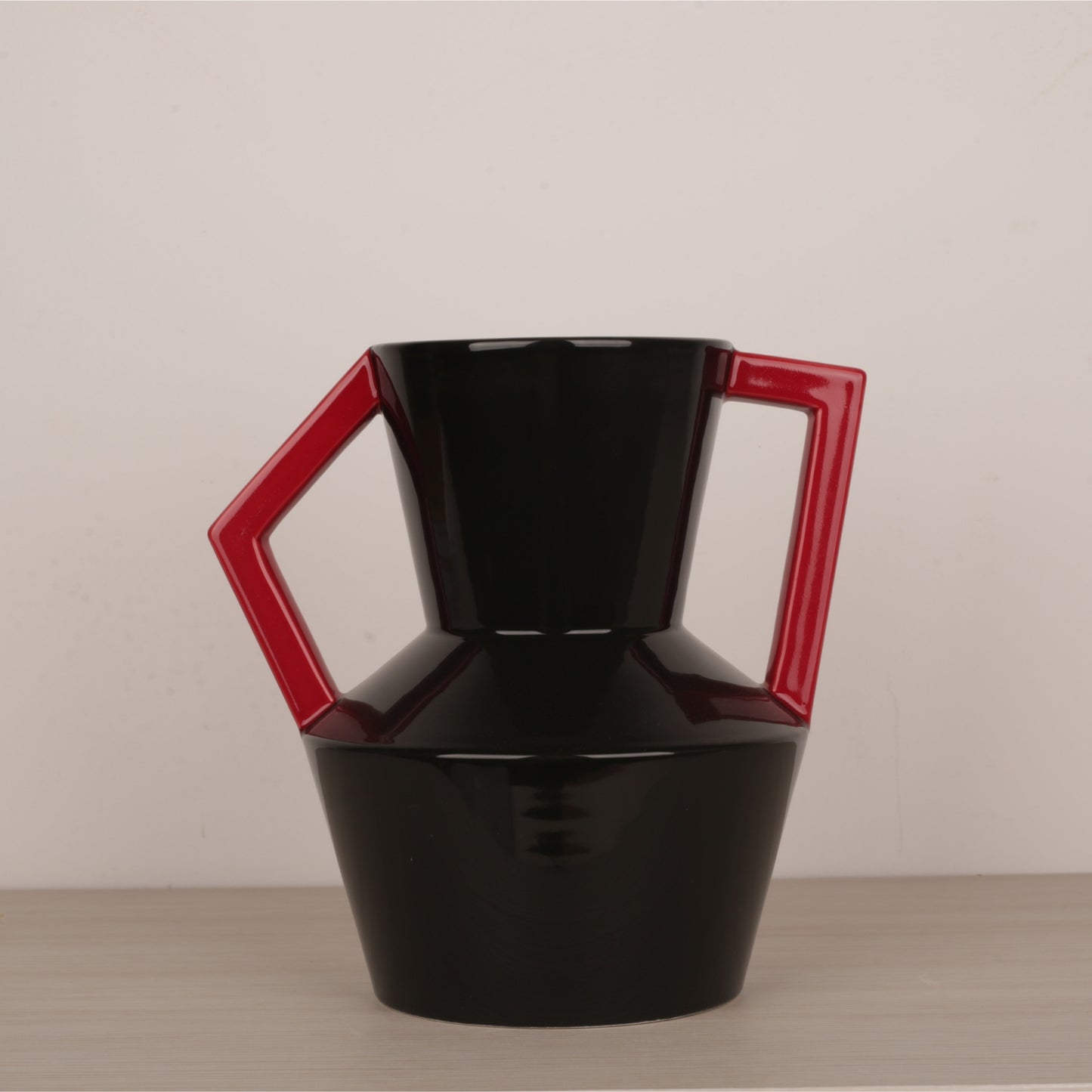 Geometric Handle Design Desktop Ceramic Vase
