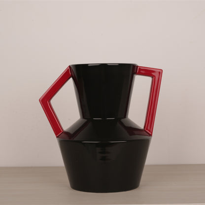 Geometric Handle Design Desktop Ceramic Vase
