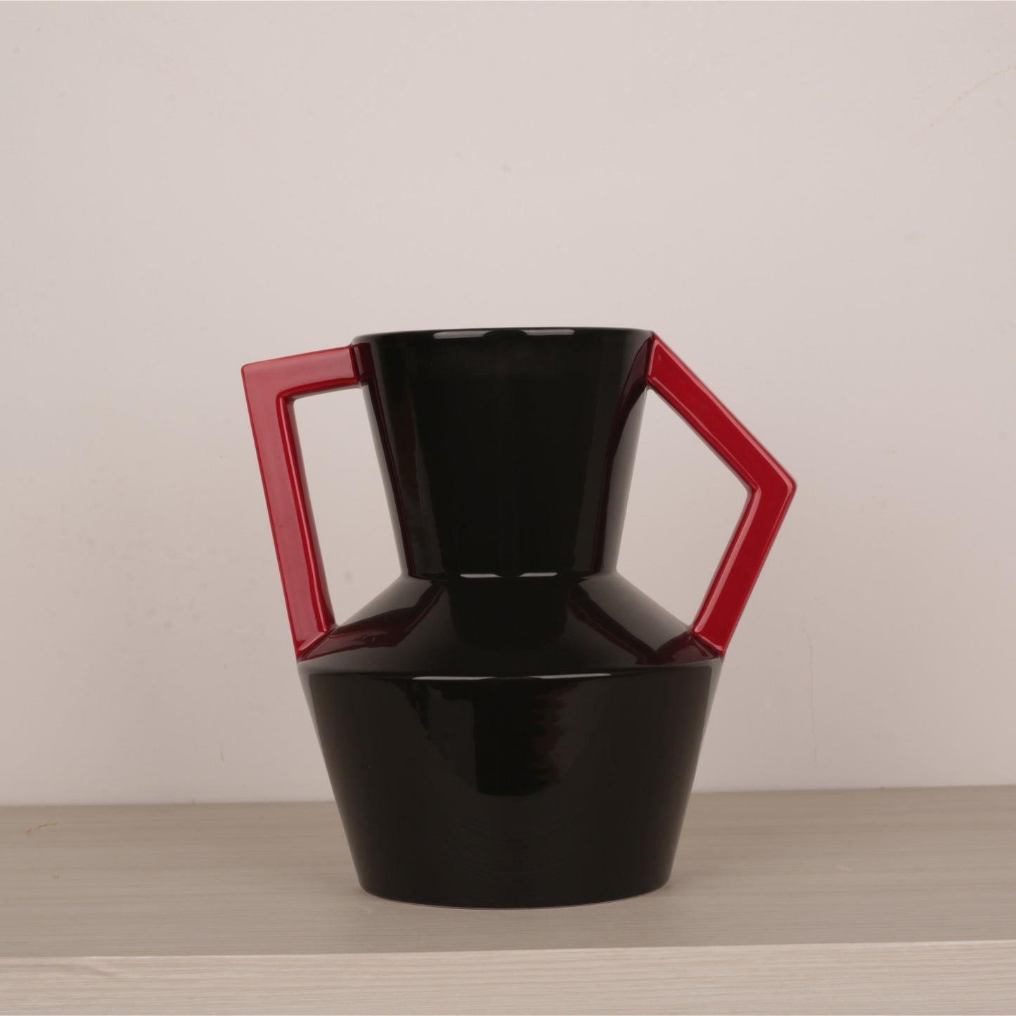 Geometric Handle Design Desktop Ceramic Vase