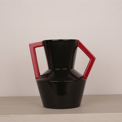 Geometric Handle Design Desktop Ceramic Vase