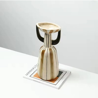 Vertical Crack Striped Design Flower Vase