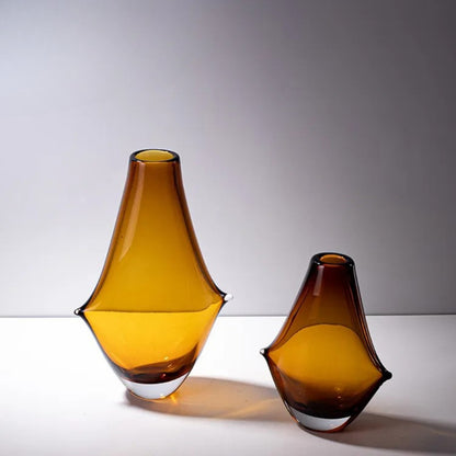 Handmade Amber Color Glass Vase