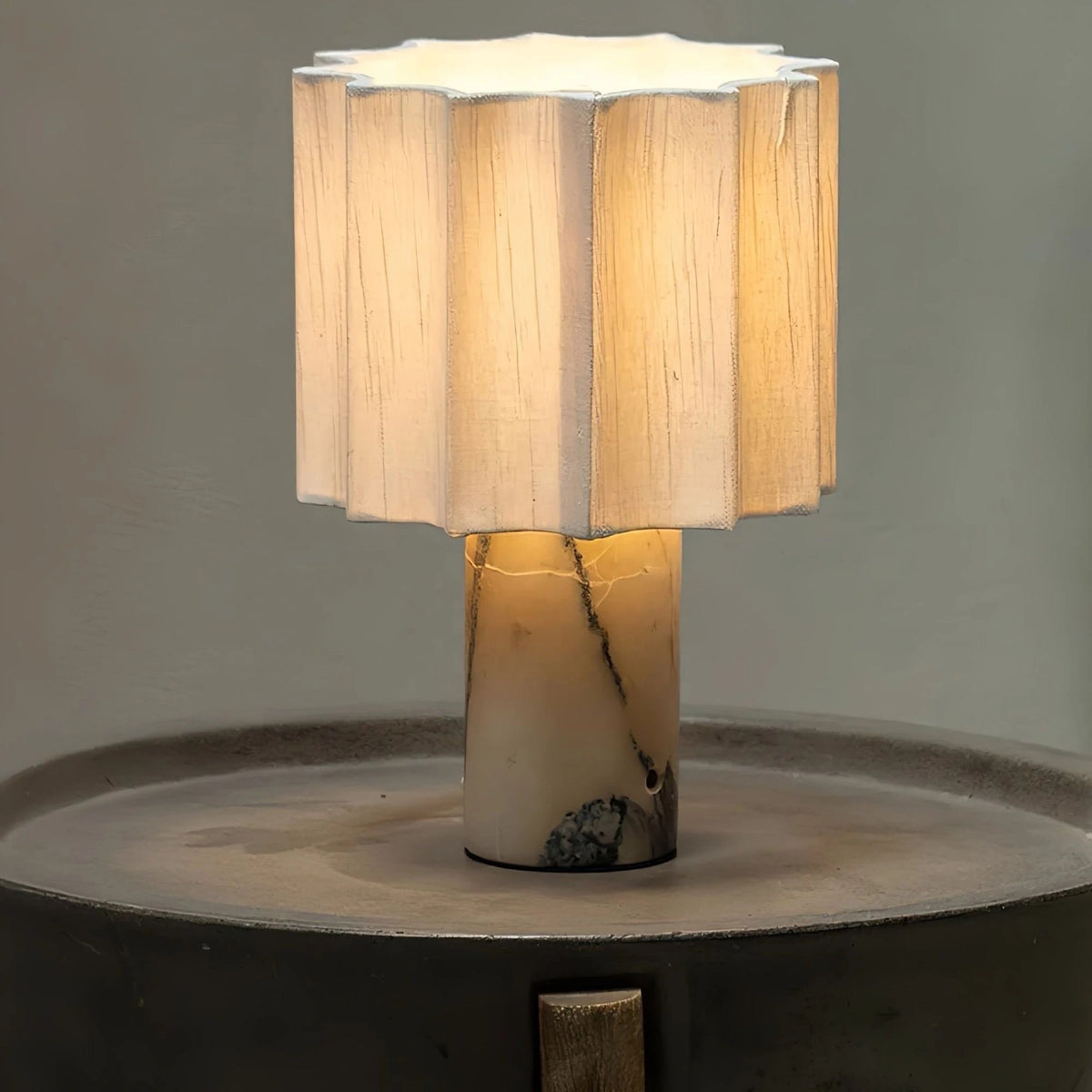 Fabric Shade with Marble Base Table Lamp