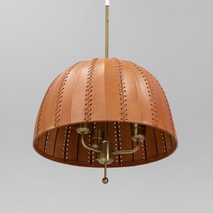 Brass and Leather Pendant Light
