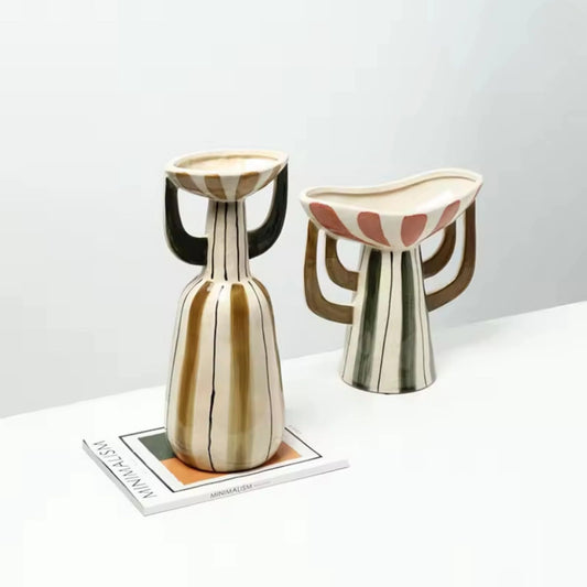 Vertical Crack Striped Design Flower Vase
