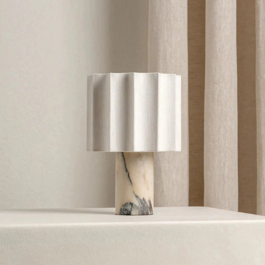 Fabric Shade with Marble Base Table Lamp