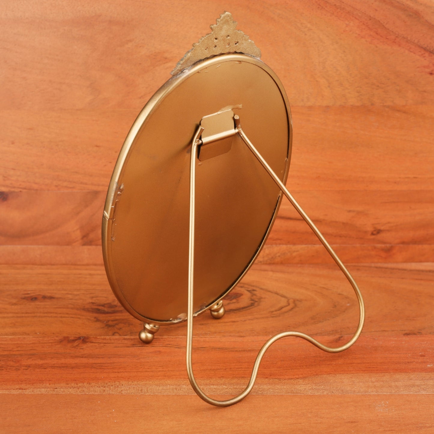 Brass Carved Back Oval Table Mirror