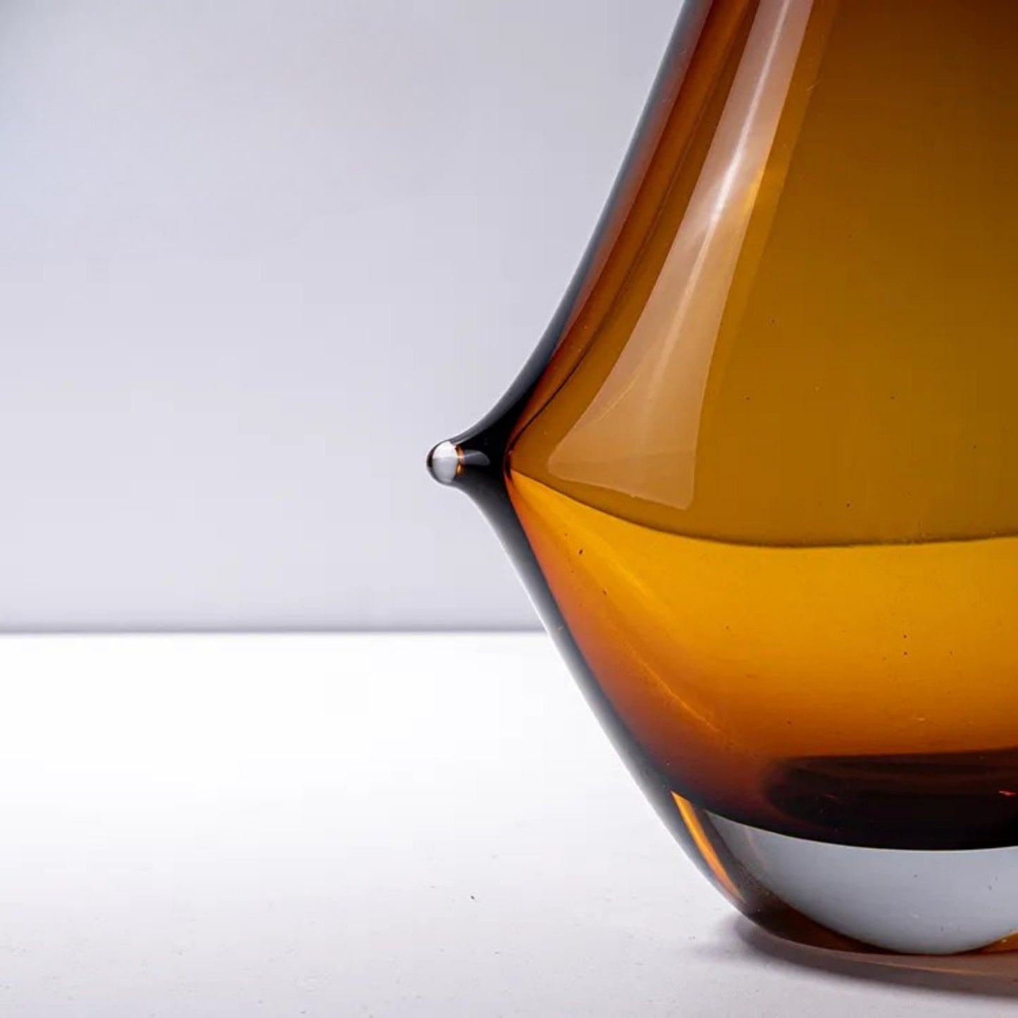 Handmade Amber Color Glass Vase