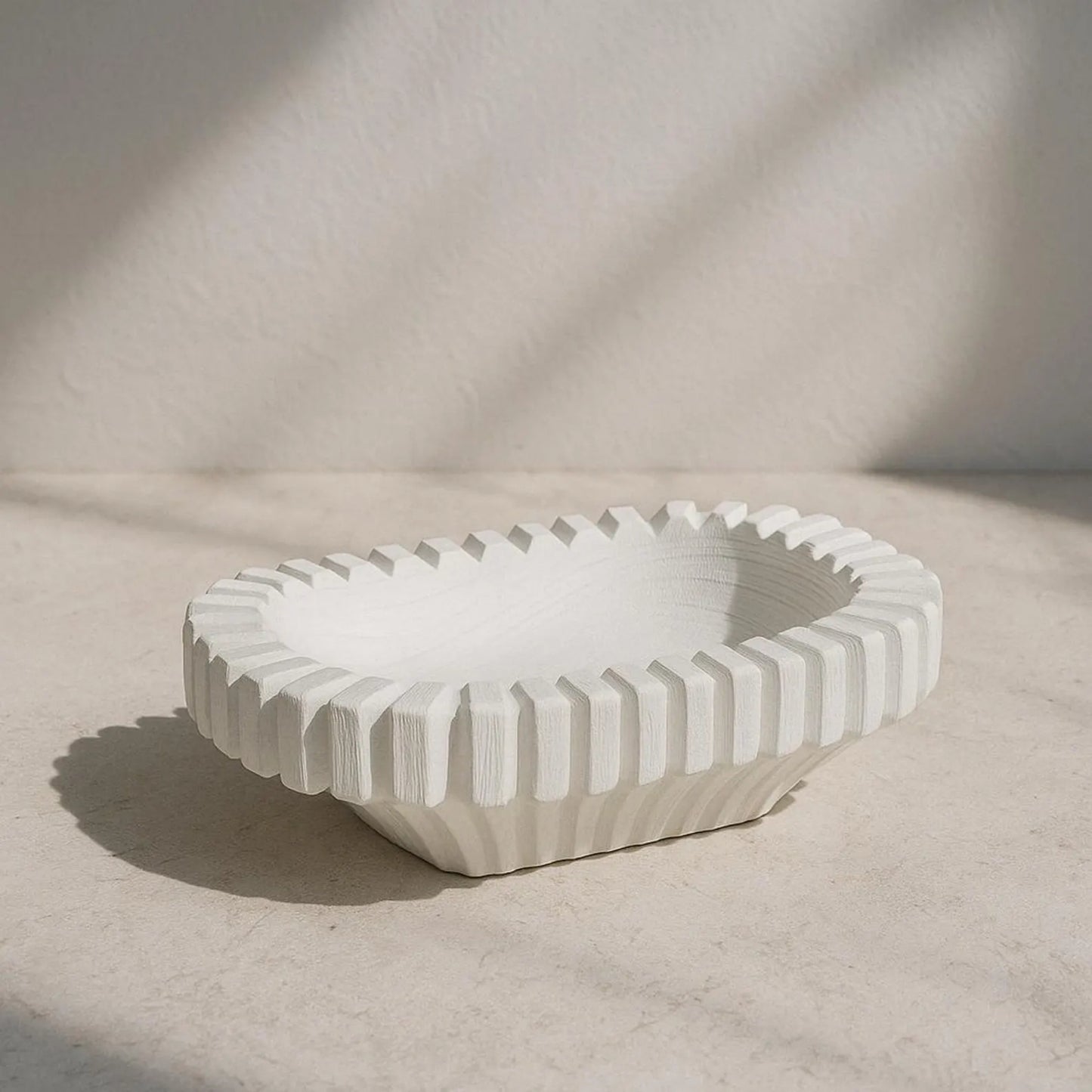 Vertical Groove Decorative Plate - White