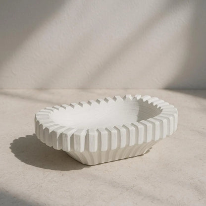 Vertical Groove Decorative Plate - White