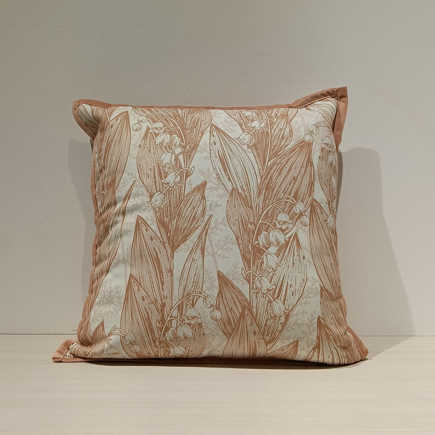 Leaves Print Cushion Cover, Backside In Plain