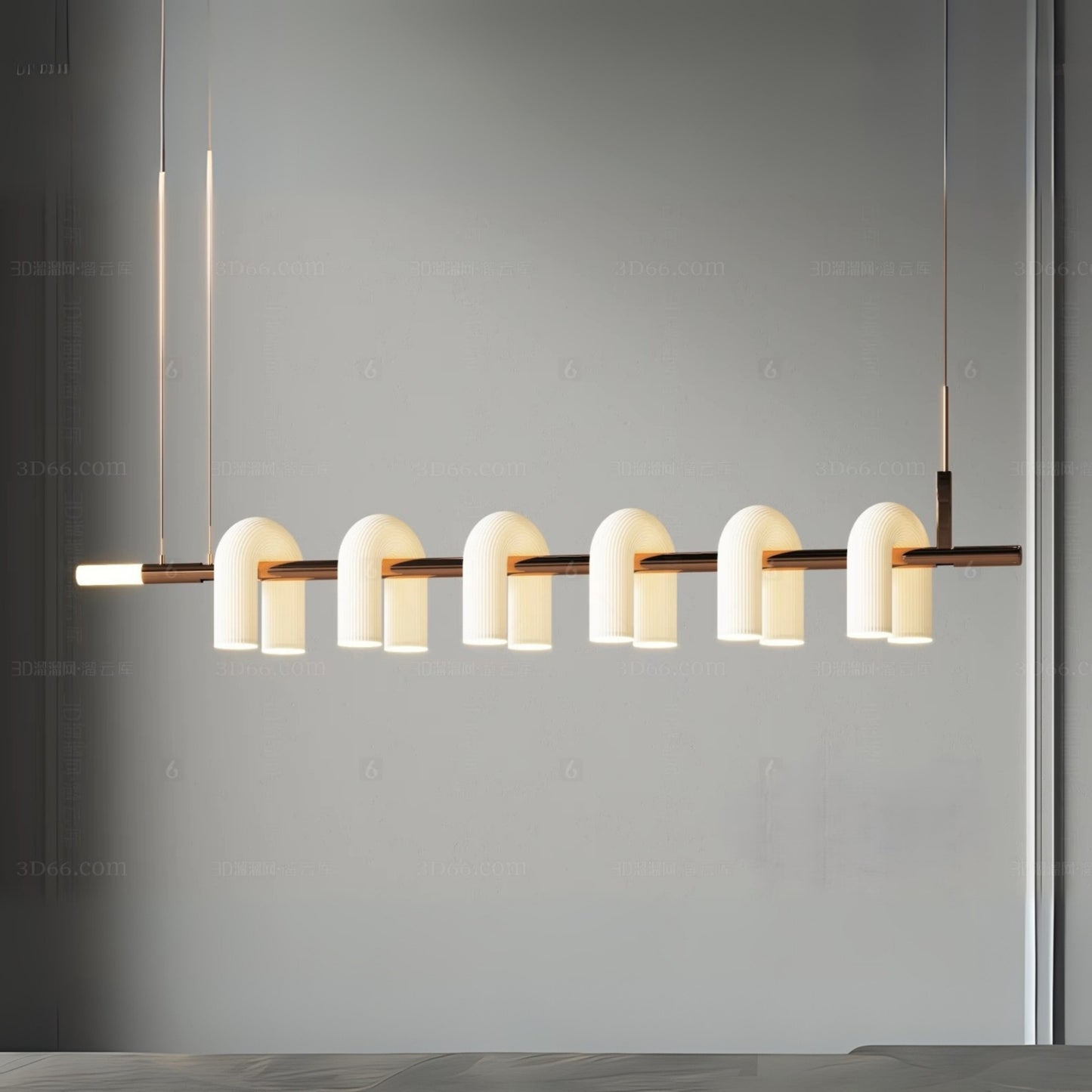 LED Linear Brass Chandelier