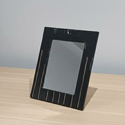 Black Ceramic Golden Lines Table Photo Frame