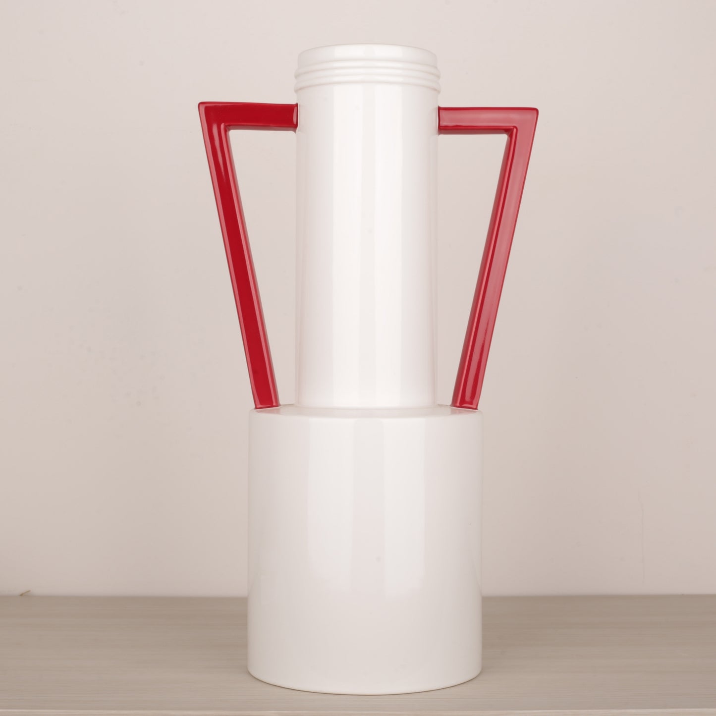 Geometric Handle Design Desktop Ceramic Vase