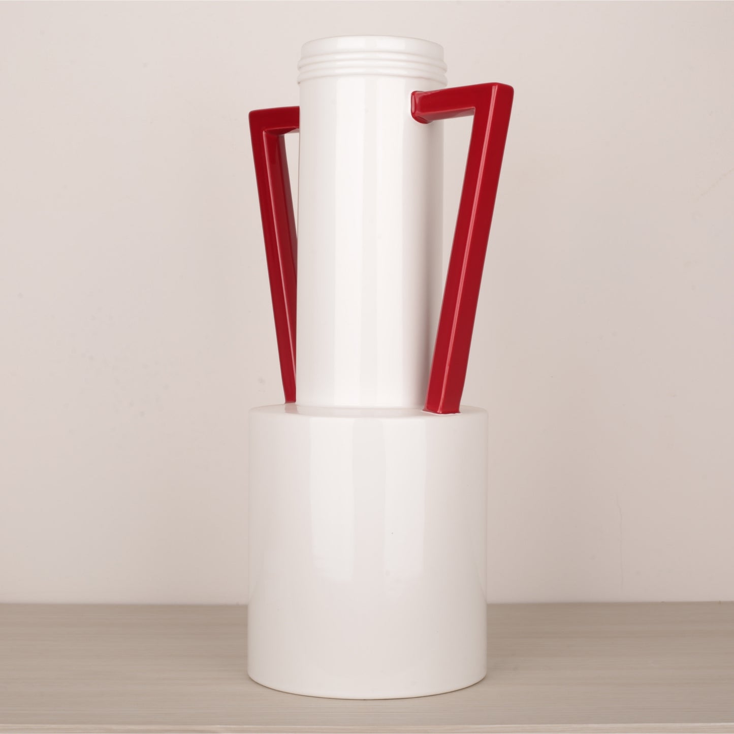 Geometric Handle Design Desktop Ceramic Vase