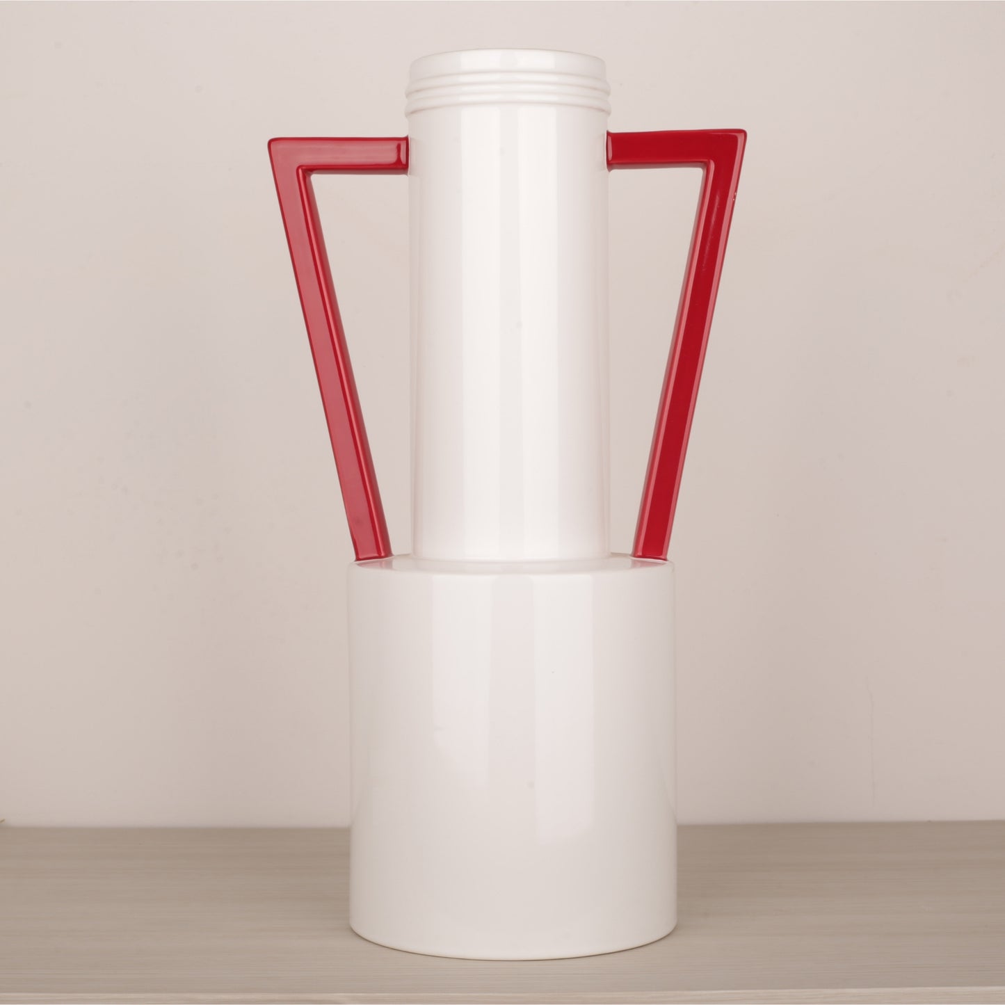 Geometric Handle Design Desktop Ceramic Vase