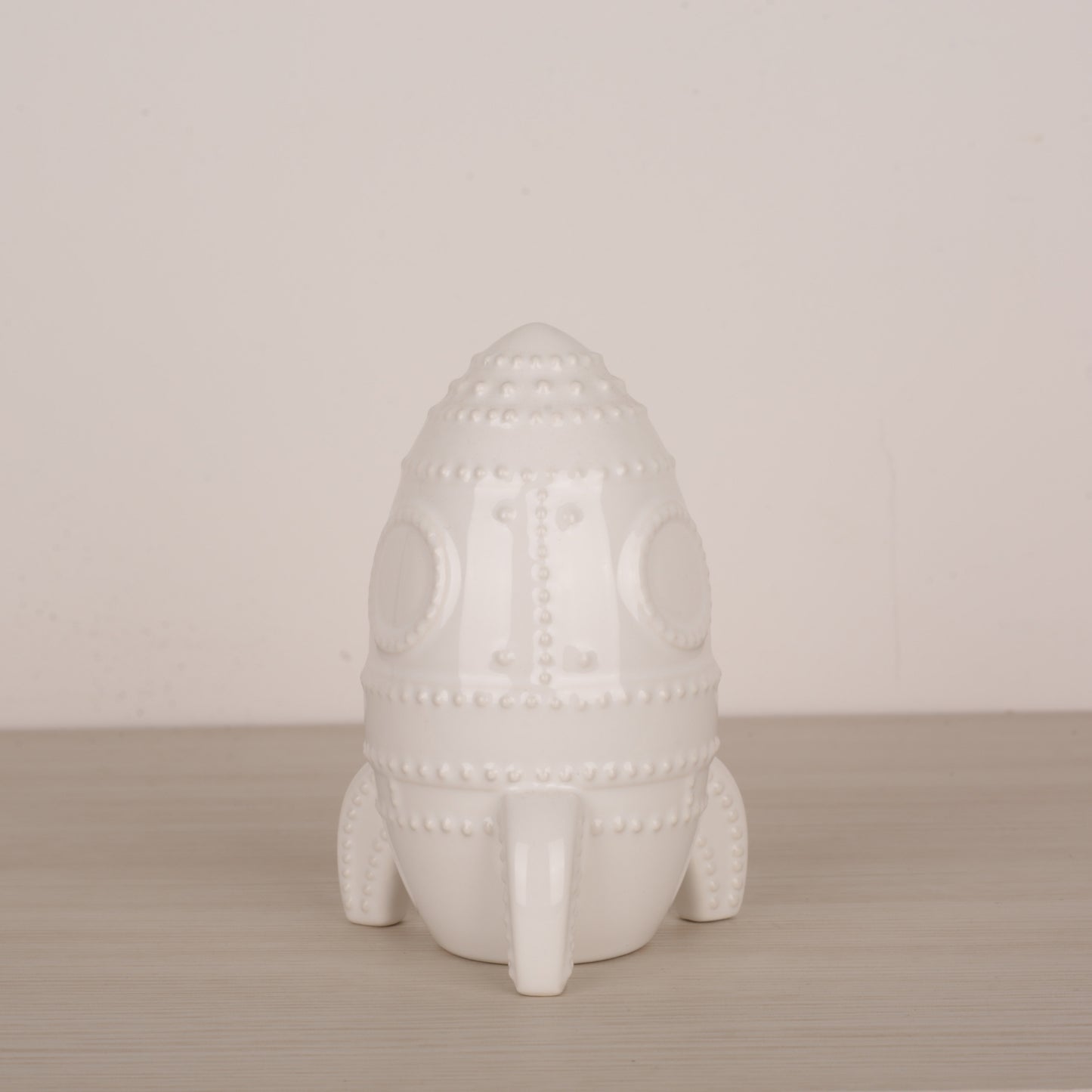 White Ceramic Rocket Decorative Showpiece