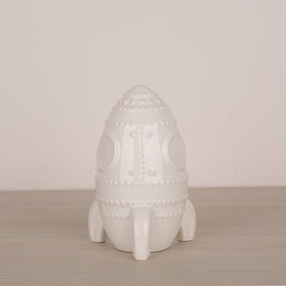 White Ceramic Rocket Decorative Showpiece