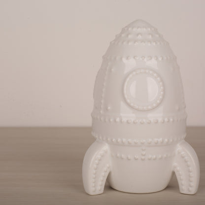 White Ceramic Rocket Decorative Showpiece