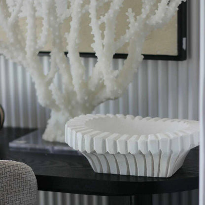 Vertical Groove Decorative Plate - White