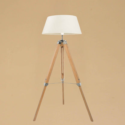 Light Wooden Tripod Base with Metal Brackets Floor Lamp