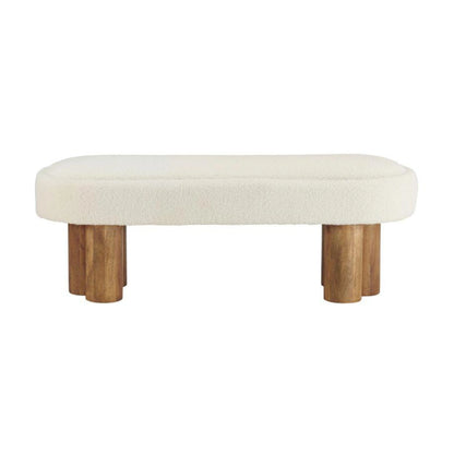 Mango Wood Upholstered Capsule‑Shaped Bench