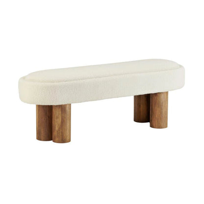Mango Wood Upholstered Capsule‑Shaped Bench