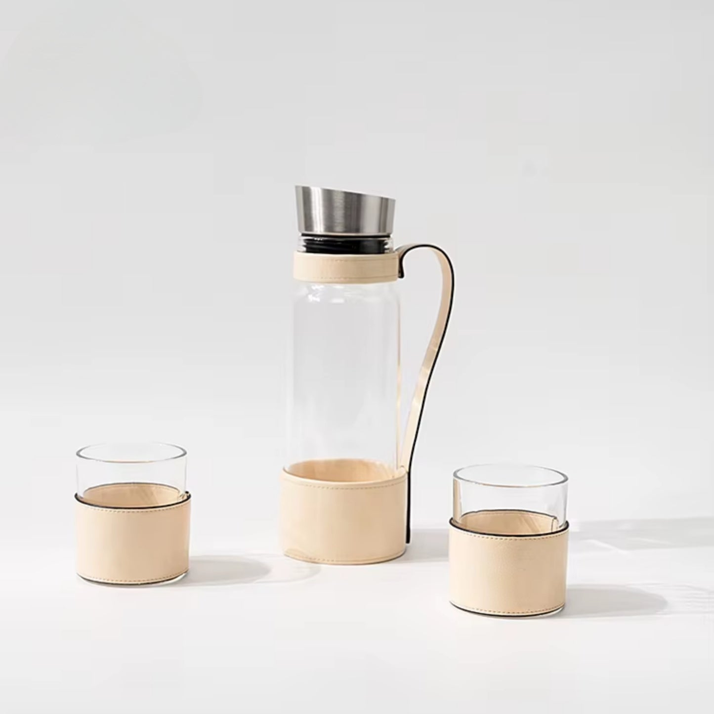 Leather Water Jug With Set of 2 Cups
