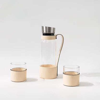 Leather Water Jug With Set of 2 Cups
