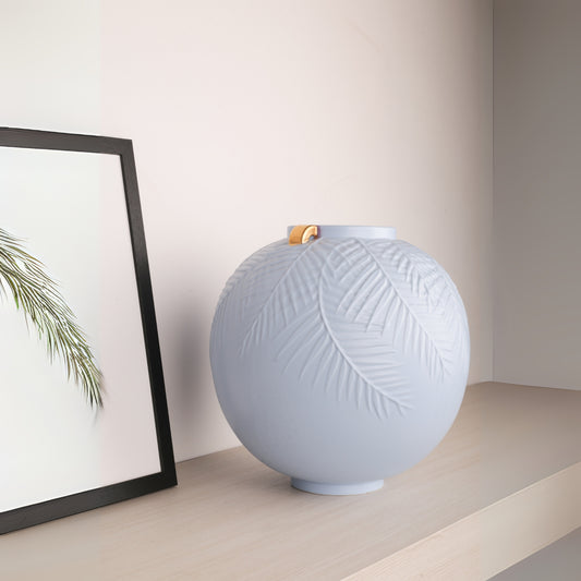 Round Ceramic Leaf Design Flower Vase