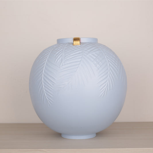 Round Ceramic Leaf Design Flower Vase