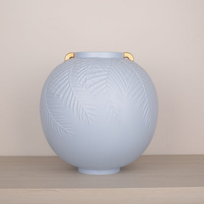 Round Ceramic Leaf Design Flower Vase