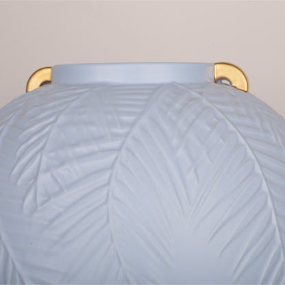 Round Ceramic Leaf Design Flower Vase