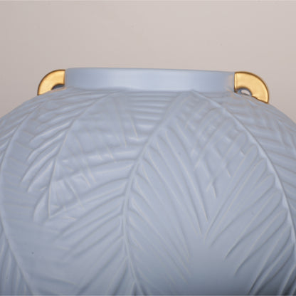 Round Ceramic Leaf Design Flower Vase