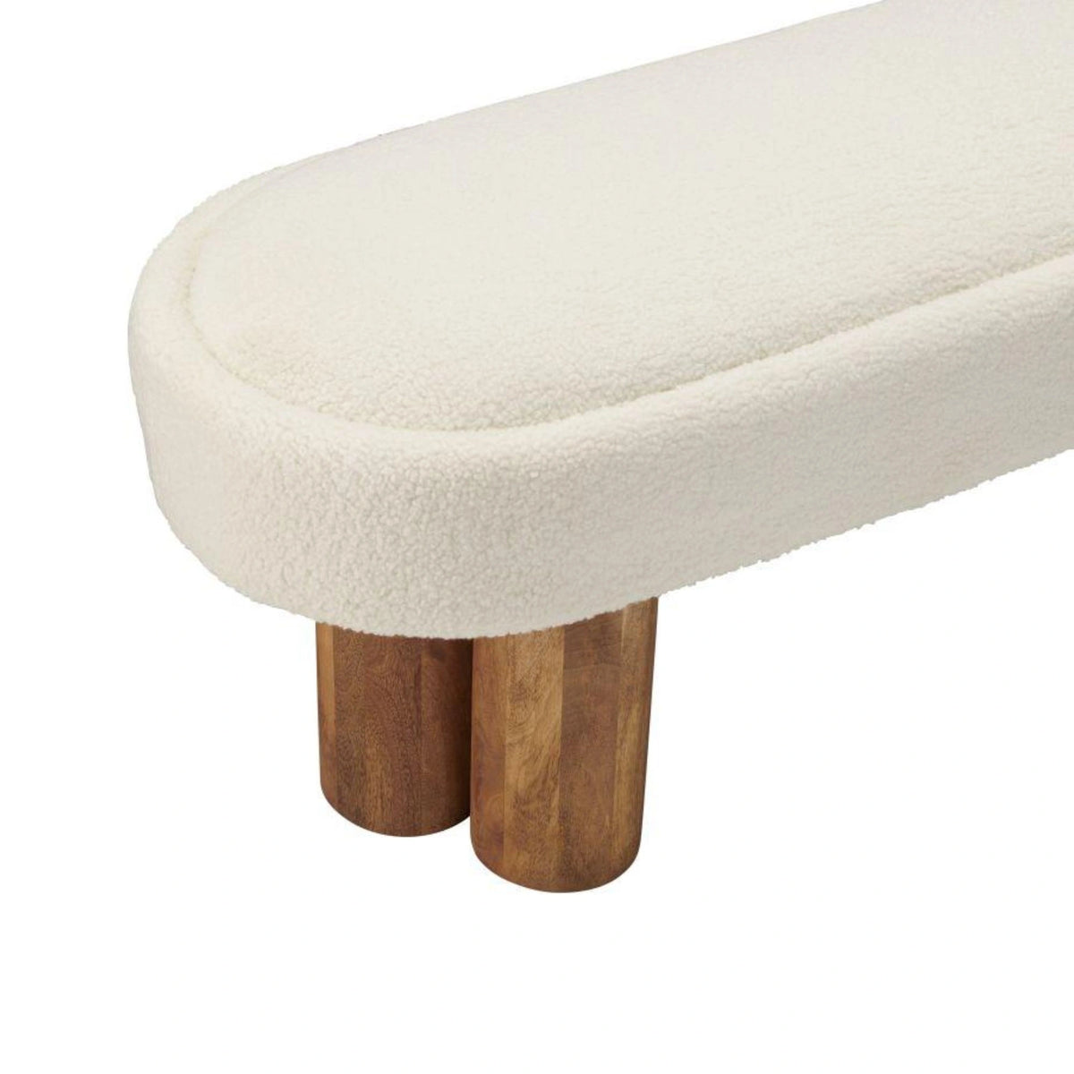 Mango Wood Upholstered Capsule‑Shaped Bench