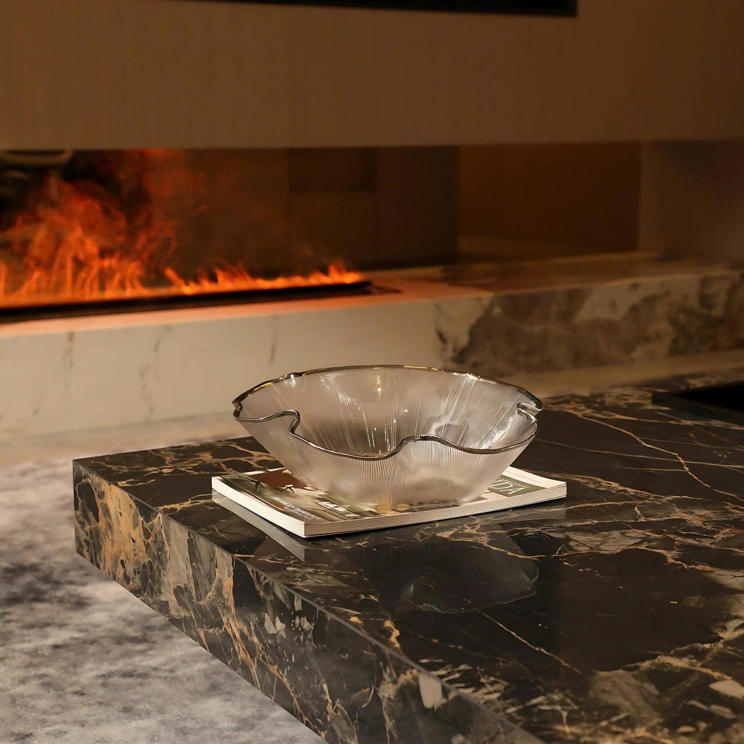 Modern Silver Rim Fruit Bowl