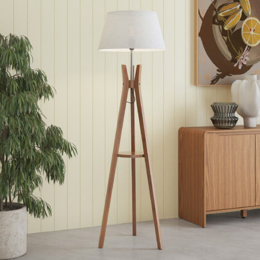 Natural Wooden Tripod Base Floor Lamp