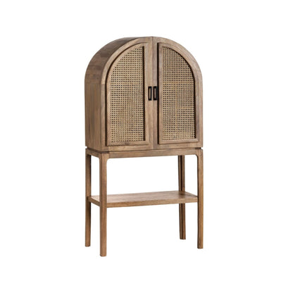Rattan Door Mango Wood Bar Storage Cabinet