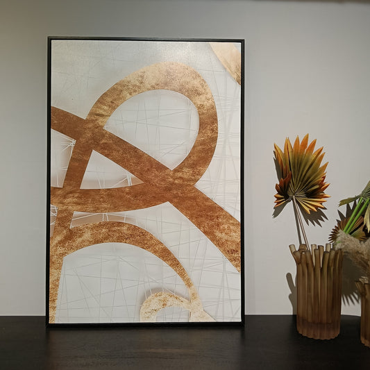 Abstract Golden and White Canvas Painting