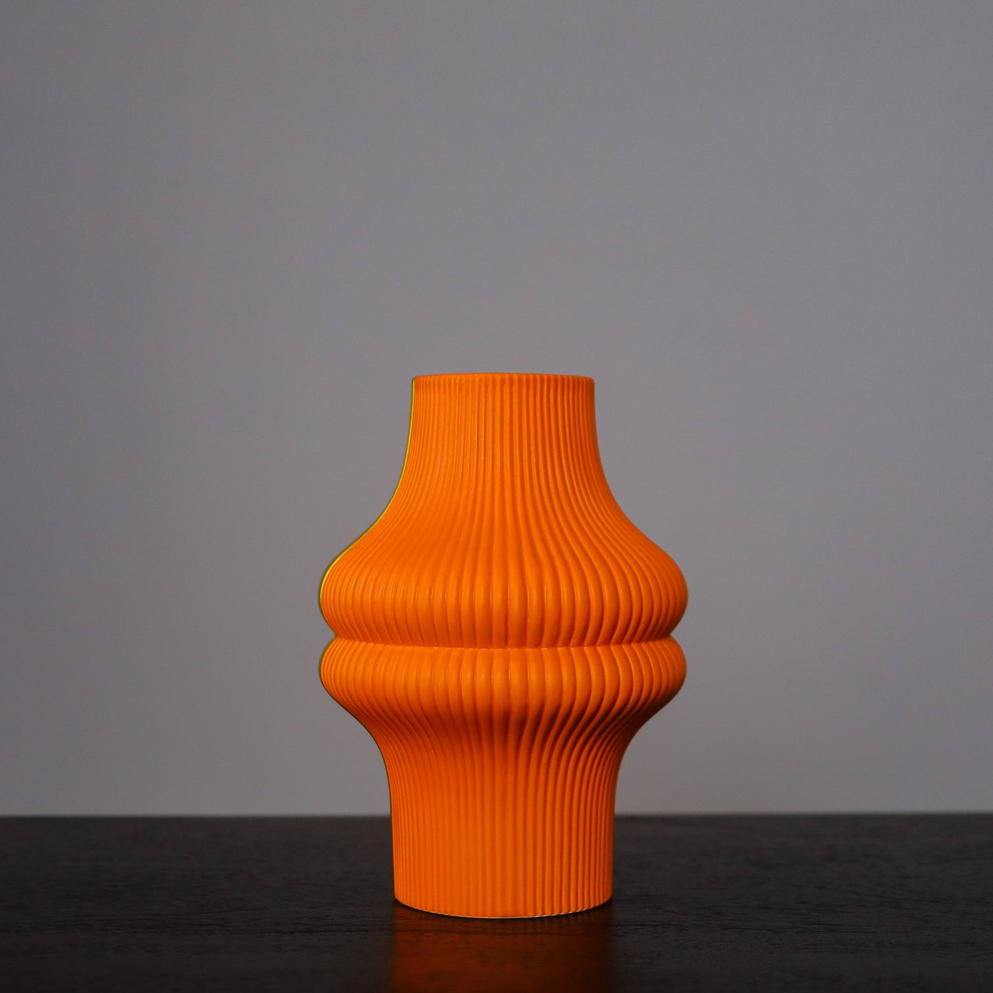 Orange Ribbed Design Handmade Flower Vase